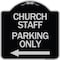 Signmission Church Staff Parking W/ Left Arrow Heavy-Gauge Aluminum Architectural Sign, 18" x 18", BS-1818-24259 A-DES-BS-1818-24259 - alternate 1